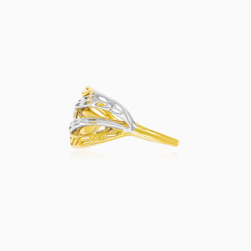 Zweifarbiger Goldring mit gravierten Linien