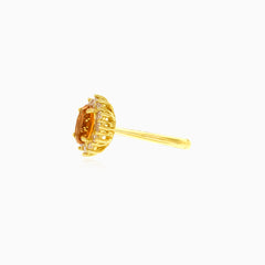 Natural citrine halo ring