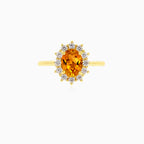 Natural citrine halo ring