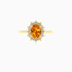 Natural citrine halo ring