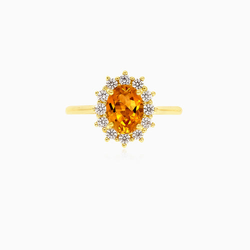 Natural citrine halo ring
