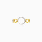 Glänzender, hochpolierter Ring aus Weiß- und Gelbgold