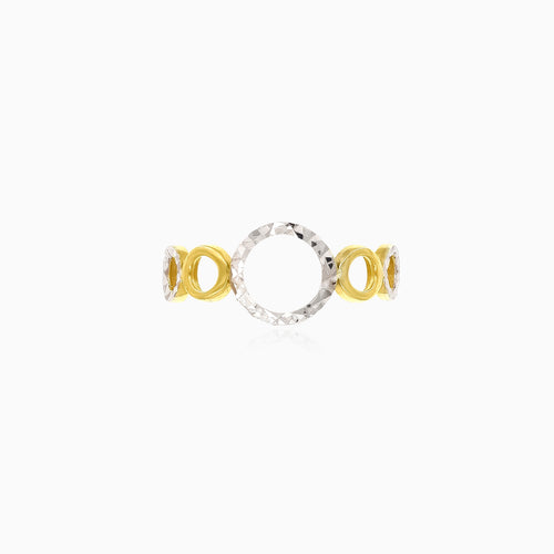 Glänzender, hochpolierter Ring aus Weiß- und Gelbgold