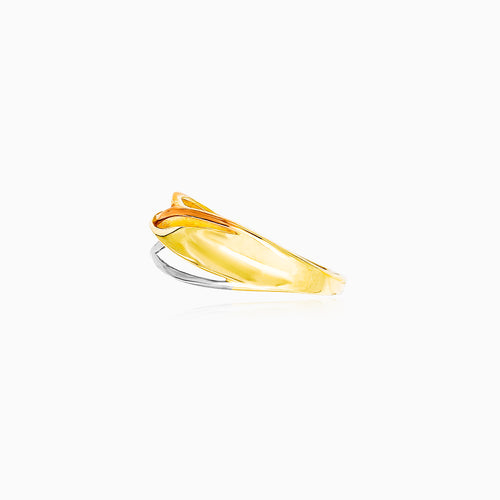 Hochglänzender Tri-Gold-Crossover-Ring