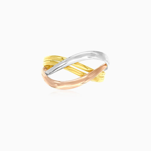 Gold Tri-Color Überkreuz-Ring