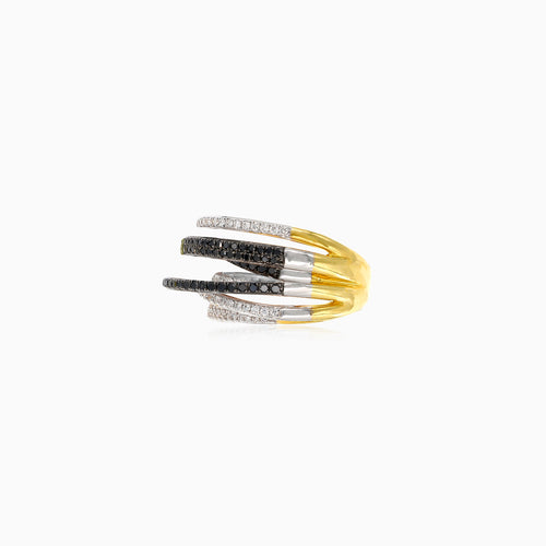 Eleganter Damenring mit schwarzen und weißen Diamanten