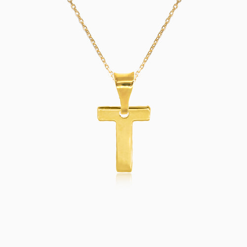 Zlatý přívěsek písmene "T"