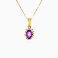 Pendentif élégant en or avec améthyste taille ovale