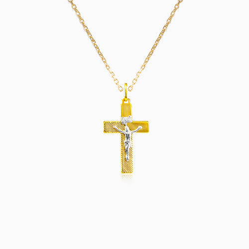 Gelbgold-Kreuzanhänger mit Schraffur