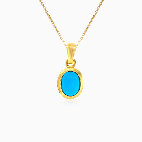 Klassischer Türkis-Cabochon-Anhänger aus Gelbgold