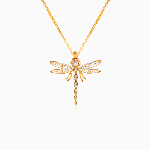 Pendentif libellule en or rose
