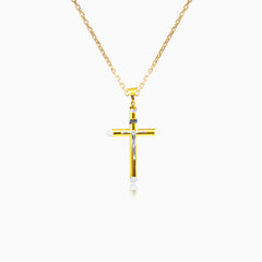 Doppelfarbiges Kreuz-Pendant mit Jesus Christus