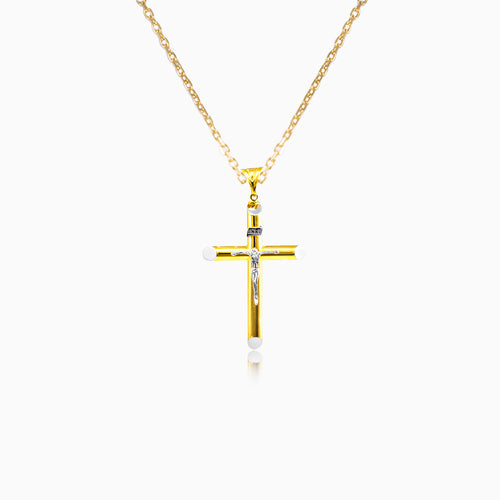 Doppelfarbiges Kreuz-Pendant mit Jesus Christus