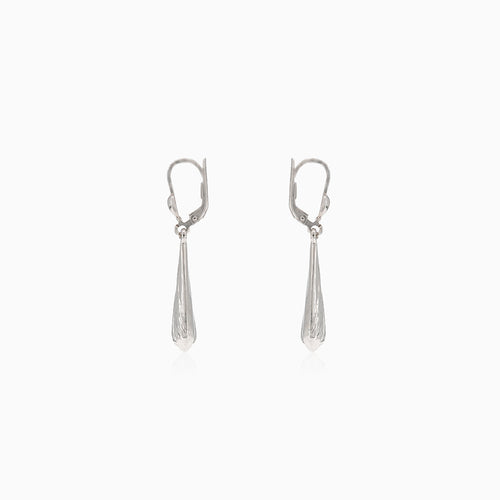 Carved dangling white gold drop earrings