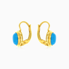 Cabochon-Ohrstecker aus Gold mit ovalem Türkis