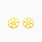 Flower cut gold stud earrings