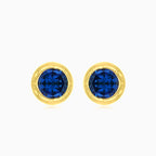 Blue Sapphire stud earrings in yellow gold
