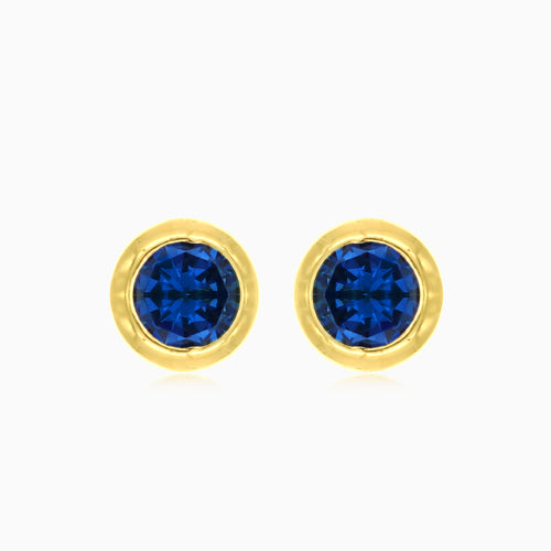 Blue Sapphire stud earrings in yellow gold