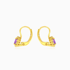 Boucles d’oreilles halo en or jaune avec améthyste violette taille ovale