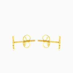 Pendientes de botón con trébol simbólico en oro amarillo