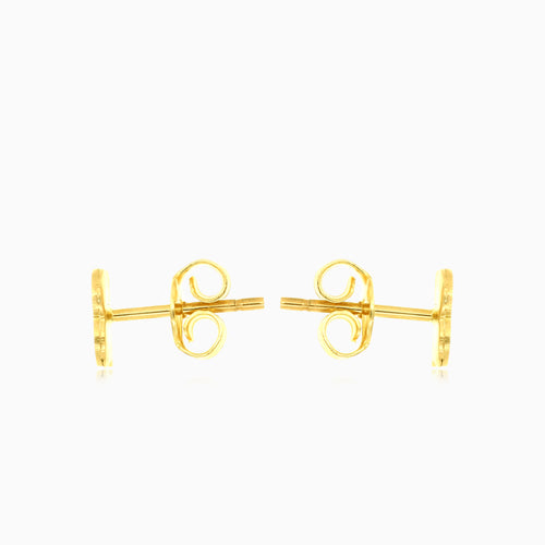 Pendientes de botón con trébol simbólico en oro amarillo