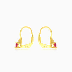 Pendientes de oro con rubí y circonia cúbica