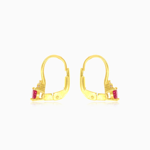 Pendientes de oro con rubí y circonia cúbica