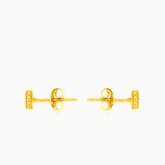 Glänzende Gelbgold-Ohrstecker mit Zirkonia
