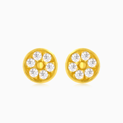 Glänzende Gelbgold-Ohrstecker mit Zirkonia