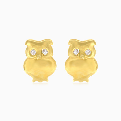 Gold-Eulen-Ohrringe mit kubischen Zirkonias