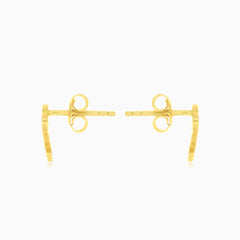 Gelbgold-Ohrstecker mit Herzschlüssel und Zirkonia