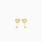 Gelbgold-Ohrstecker mit Herzschlüssel und Zirkonia