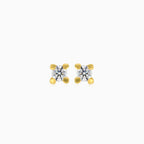 Yellow gold stud earrings with round cubic zirconia