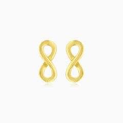 Yellow gold infinity charm earrings