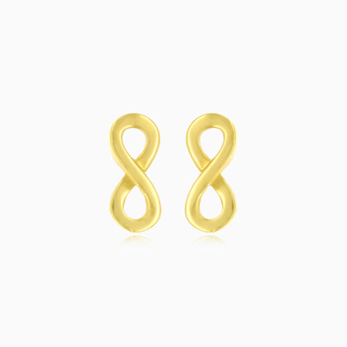 Yellow gold infinity charm earrings