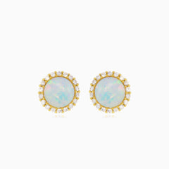 Opal earrings with cubic zirconia