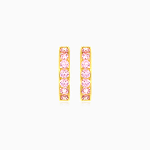Rosa Quarz Huggie-Creolen