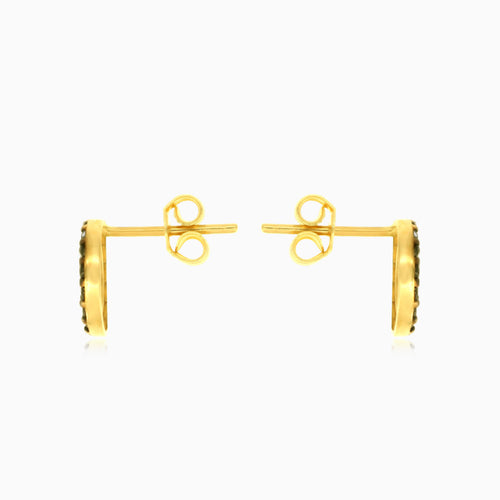 Pendientes de círculo de oro amarillo con ónix negro