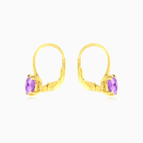 Fialové topazové náušnice s polštářkovým brusem