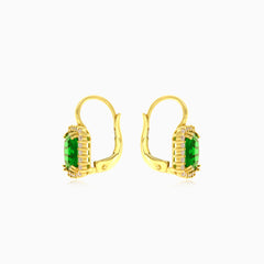 Rectangle emerald cut halo earrings