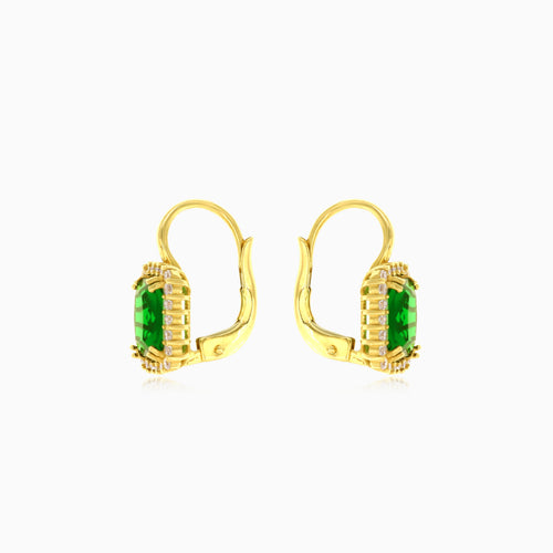 Rectangle emerald cut halo earrings