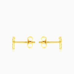 Yellow gold cubic zirconia cross stud earring