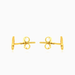 Gelbgoldene Herz-Post-Ohrringe mit Diamantschliff