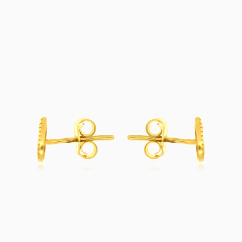 Gelbgoldene Herz-Post-Ohrringe mit Diamantschliff