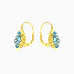 Ovale blaue Topas-Goldohrstecker