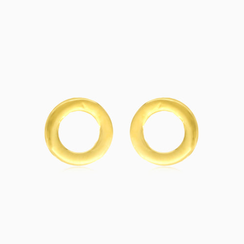 Runde Ohrstecker aus Gelbgold mit Zirkonia im Rahmen