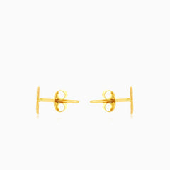 Pendientes de botón infinito de oro amarillo brillante