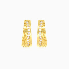 Glänzende Gelbgold-Zirkonia-Ohrringe