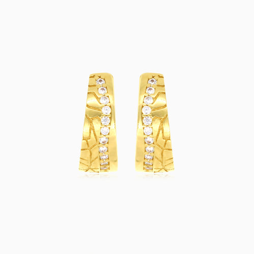 Glänzende Gelbgold-Zirkonia-Ohrringe