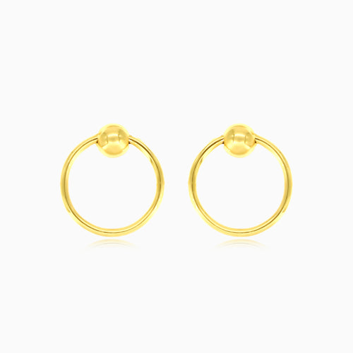 Gelbgoldene Kreis-Ball-Ohrringe.